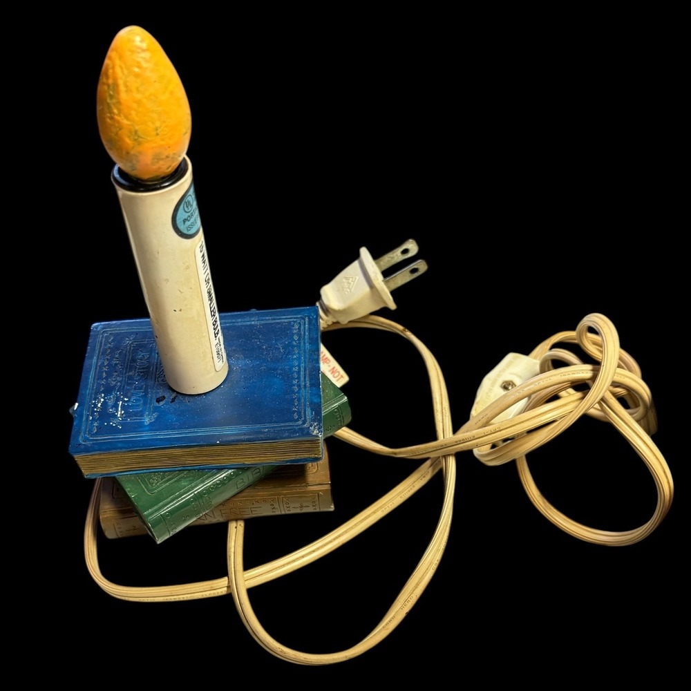 Vintage Price Products "Stack of Books" Accent Lamp with Flame Effect Bulb